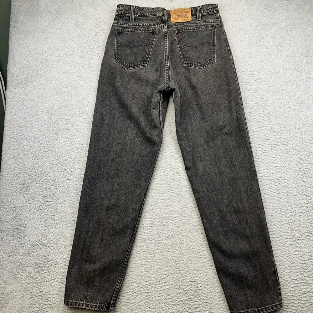 Vintage Levis 550 Jeans Mens 34x32 Black Tapered Leg Relaxed Fit Batwing USA 90s